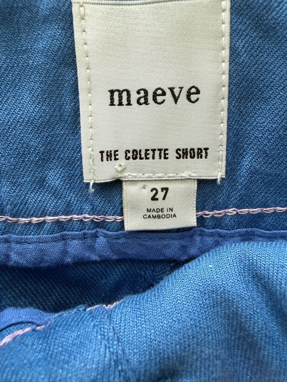 Maeve Blue High-Waist Linen-Blend Women’s Shorts - Picture 2 of 3